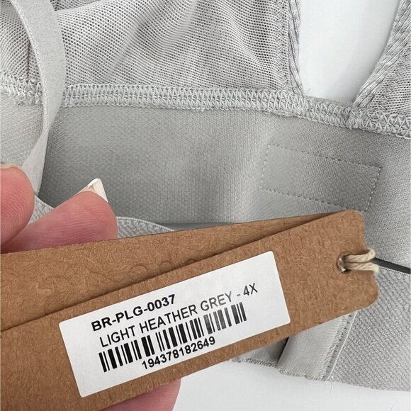 NWT SKIMS Stretch Cotton Rib Plunge Bralette Light Heather‎ Grey Size 4X - Picture 5 of 7